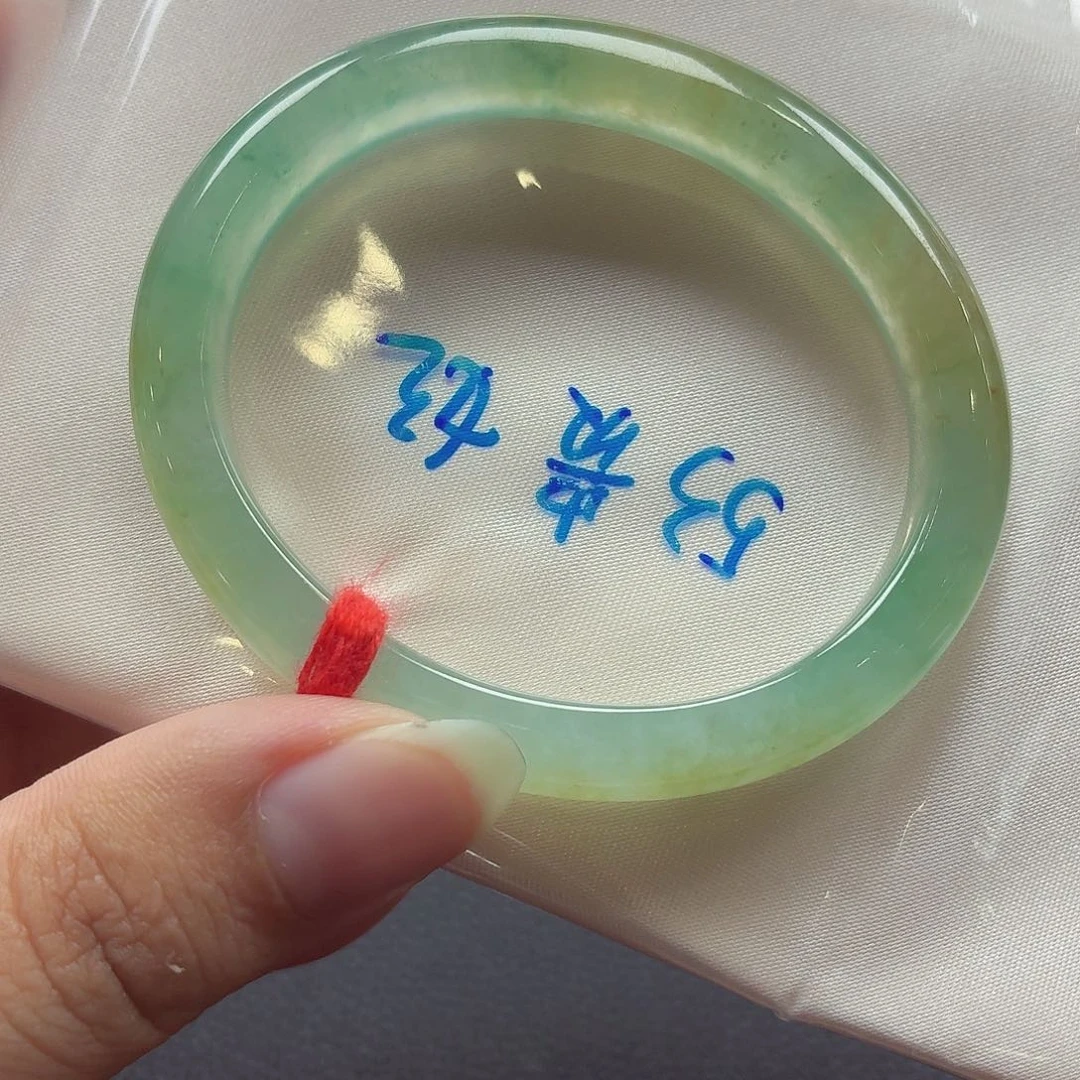 翡翠未镶嵌手镯（贵妃镯）天然缅甸A货翡翠（黄加绿）48-50