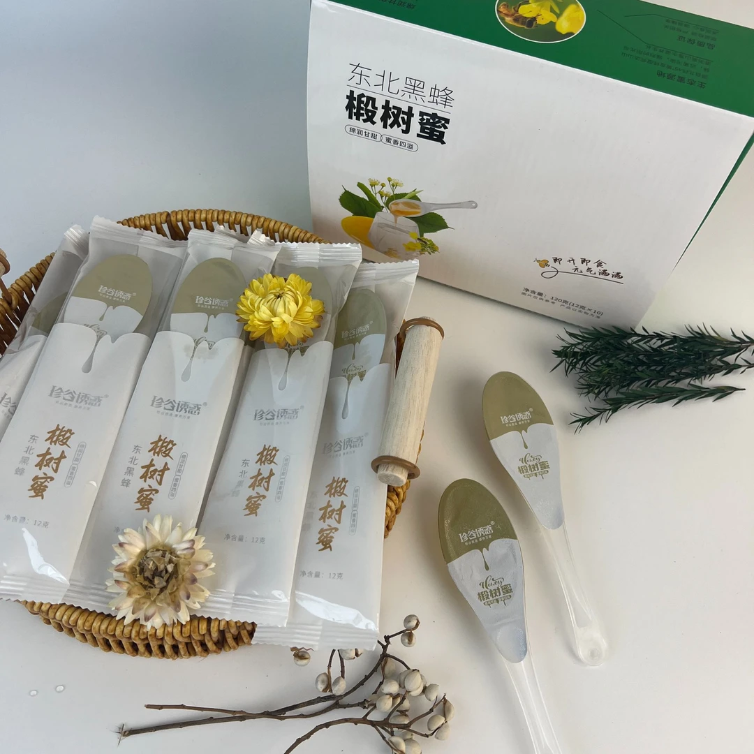 勺子蜜东北黑蜂椴树蜜勺装便携12g*10支/盒独立小包装无添加蜂蜜