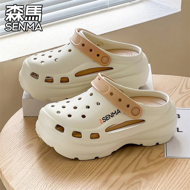 森马洞洞鞋女夏季外穿2025新款厚底防滑时尚百搭包头半拖沙滩凉鞋