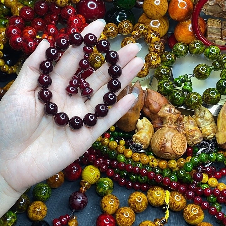 松木琥珀木文玩手串