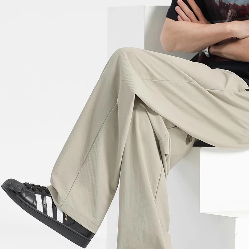 裤子男款夏季薄款裤子男2025休闲裤宽松阔腿运动裤冰丝速干直筒裤