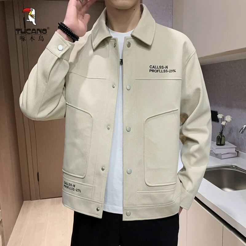 TUCANO/啄木鳥春秋季高级感纯色夹克男士翻领短款休闲外套帅气