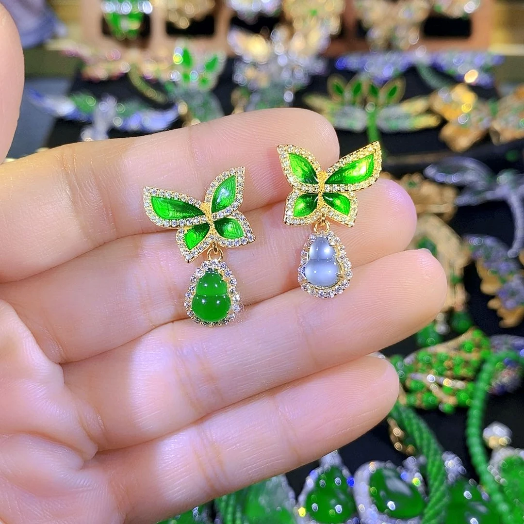 吊坠(不含链)银S925镶嵌翡翠