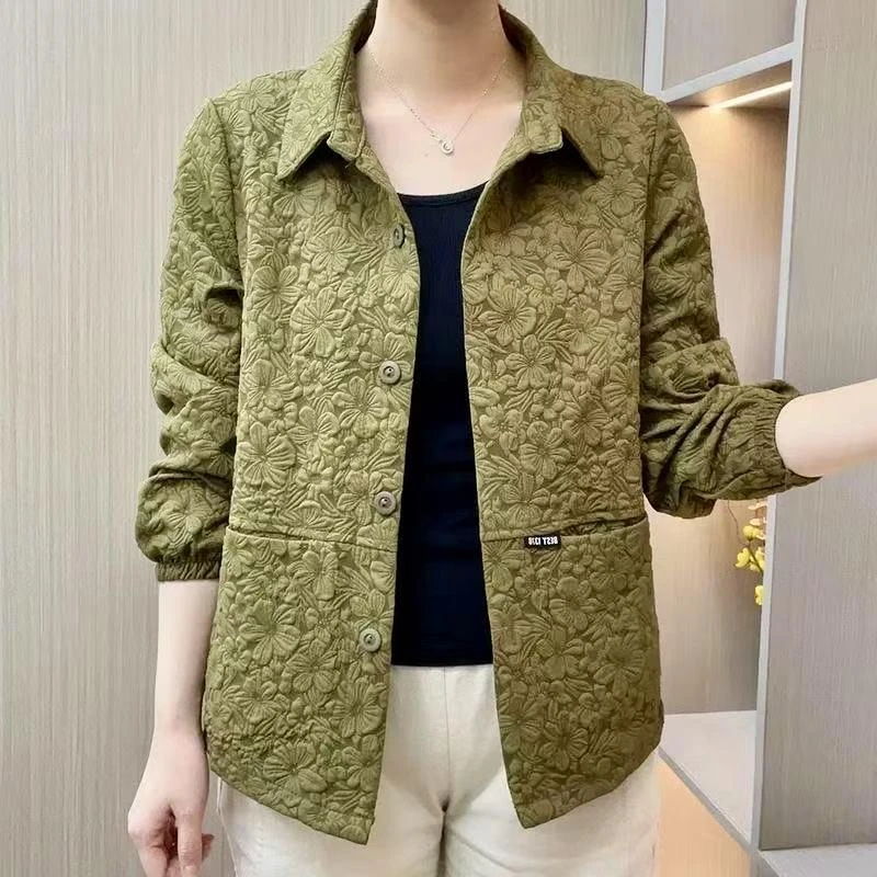 春秋装时尚装翻领外套中年妈妈装洋气休闲夹克衫母亲减龄上衣女