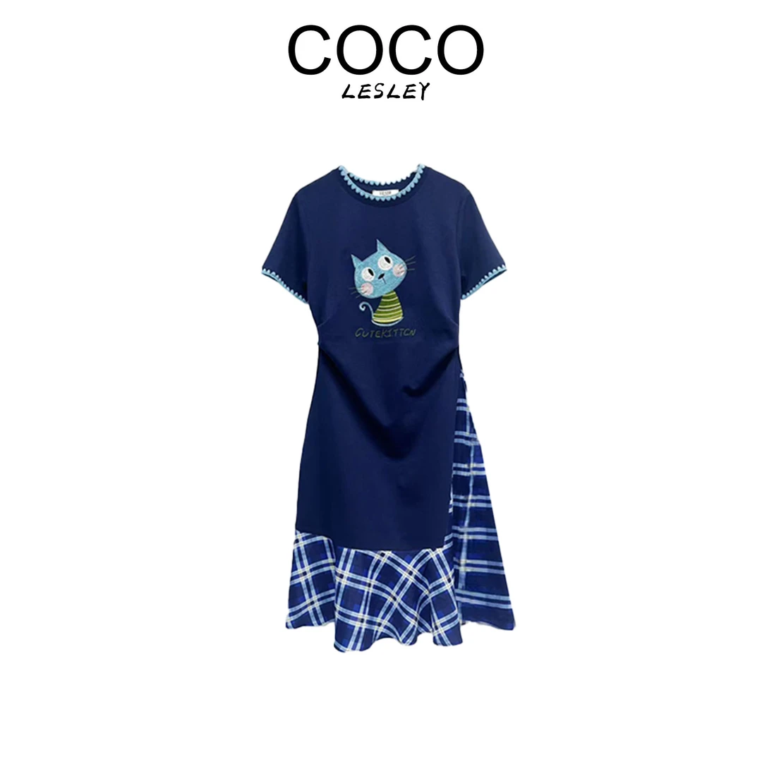 【COCO LESLEY】Q25144新款小猫轻奢收腰连衣裙