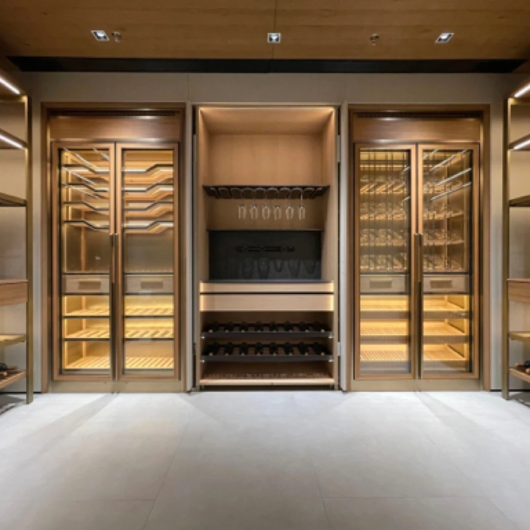 别墅酒店不锈钢恒温酒柜 金属展示柜电视柜壁龛红酒柜定制安装