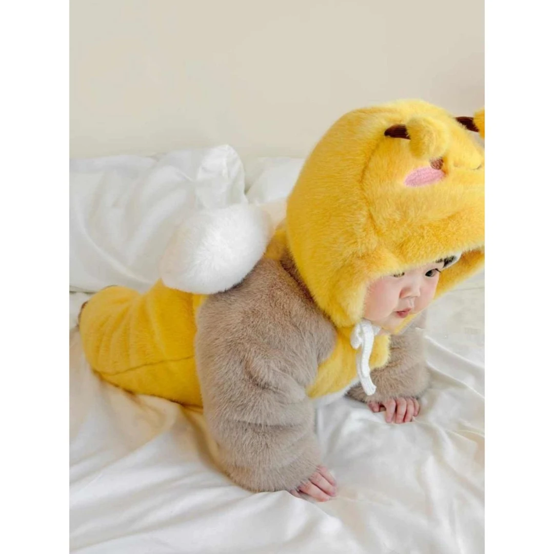 英氏【万达撤柜】婴儿小蜜蜂超萌连体加厚哈衣连体衣男女宝宝冬装加