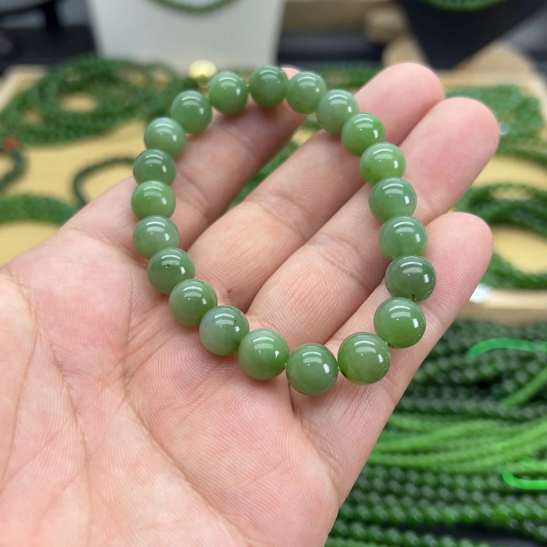 和田玉（碧玉）未镶嵌颈饰卡10 粉青 微矿 21颗