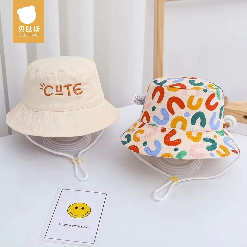 [贝肽斯]婴儿帽子夏季男女宝宝渔夫帽正反两用纯棉儿童防晒遮阳帽