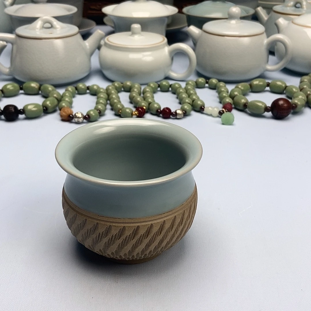 杯仿古釉重工跳刀卢施杯原矿原釉原产地