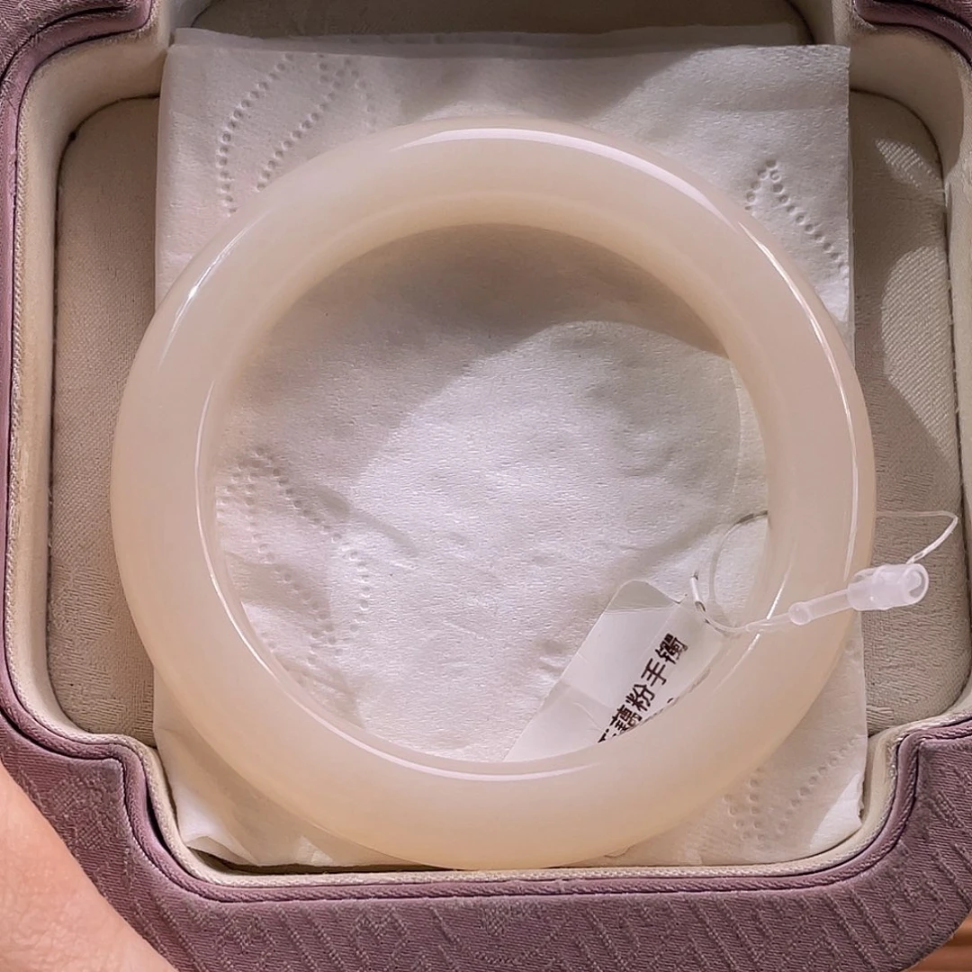 未镶嵌手镯和田玉溪*藕粉手镯