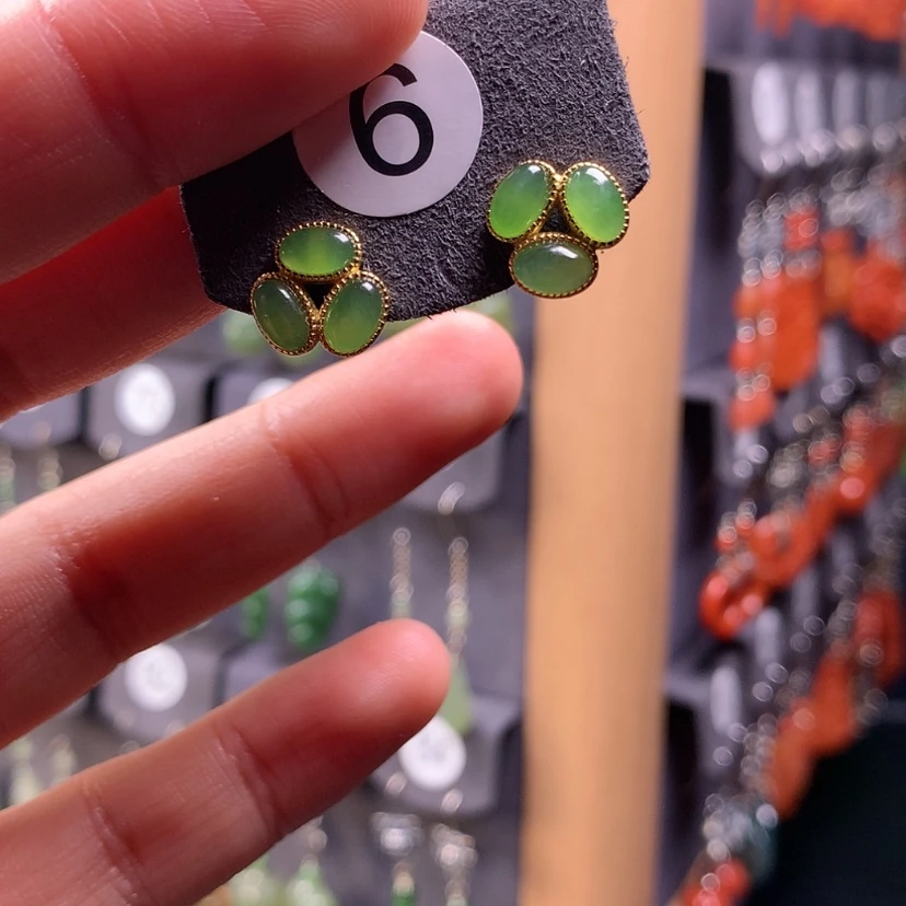 【闪购商品】和田玉耳饰银S925镶嵌莹