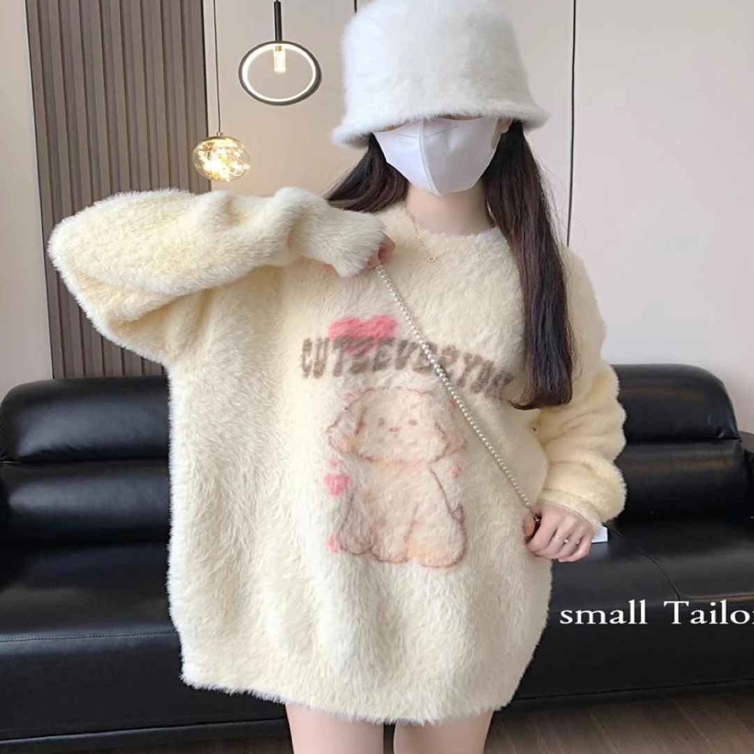 701-731女上衣慵懒风宽松可爱纯色百搭毛针织衫常规款