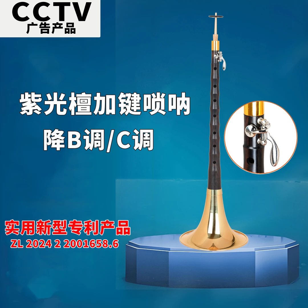 加键唢呐降B调/C调 精品紫光檀材质【高音泛音省气好吹】