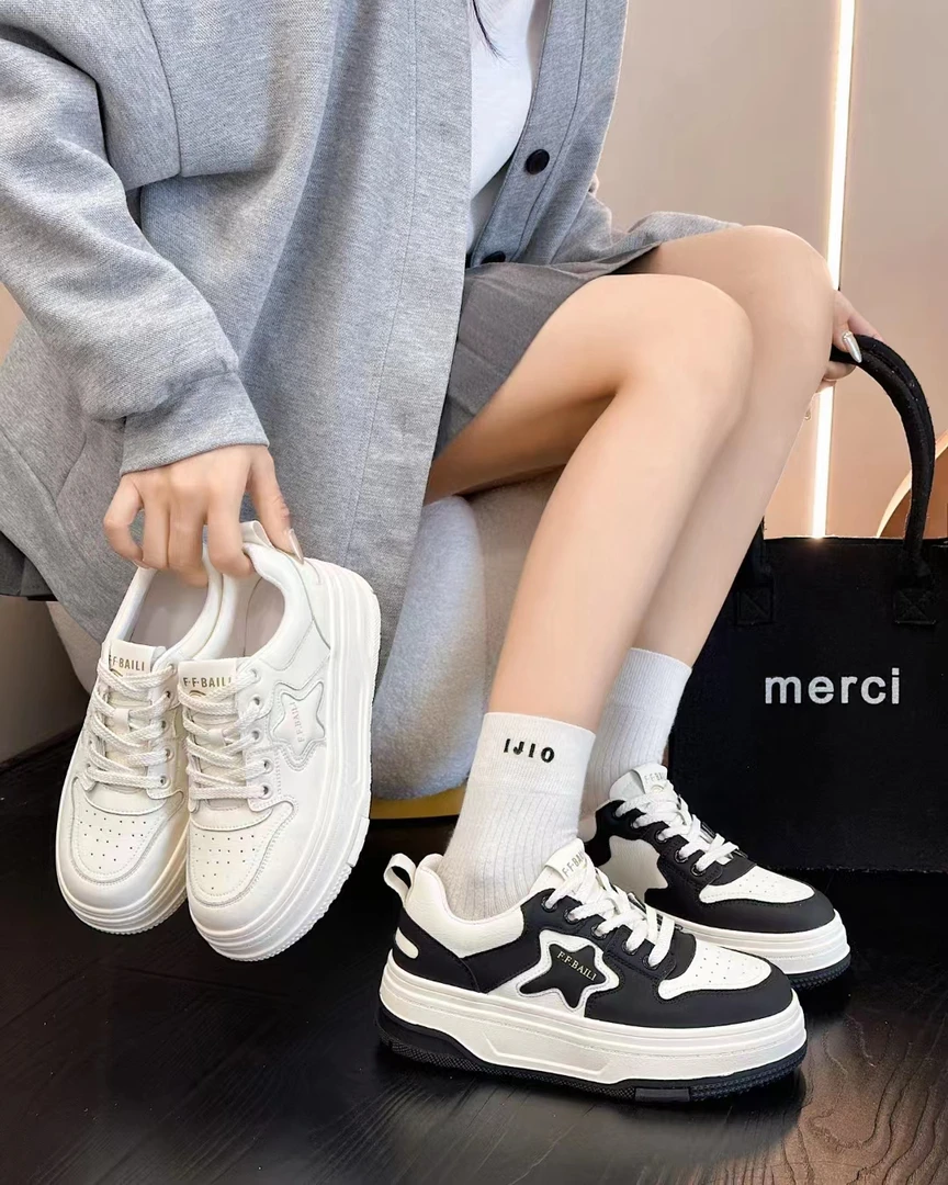 秋季女士休闲低帮厚底小白鞋板时尚百搭透气韩版XA/23535