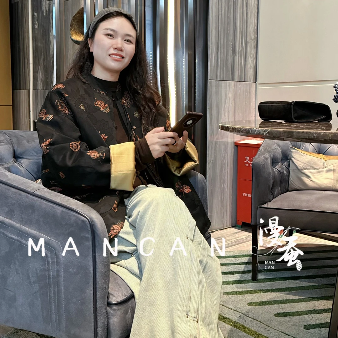 漫蚕·秋韵闲云｜复古印花宽松长袖外套女新中式慵懒风上衣5015