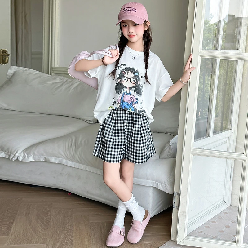 女童短袖短裤套装夏装2025新款洋气儿童夏日穿搭女大童运动两件套