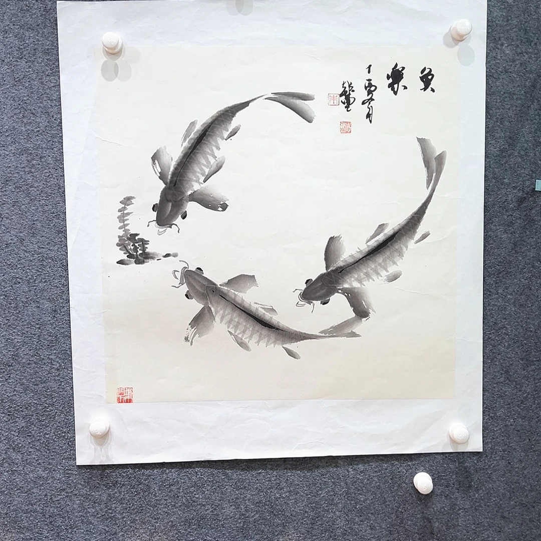 国画纯手绘画心原创