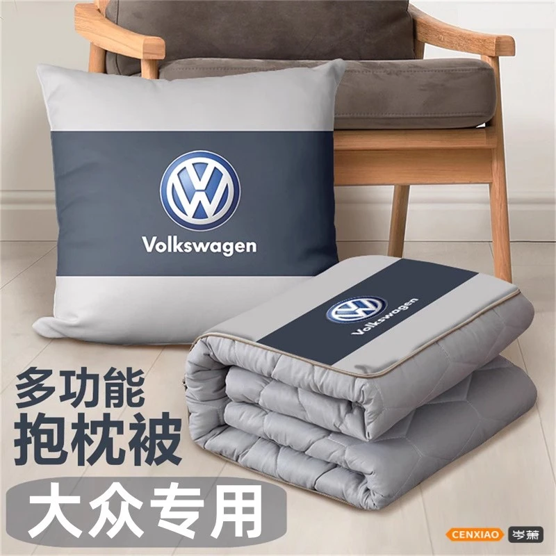 汽车抱枕被子两用多功能车用抱枕被后排一对腰靠四季靠背垫空调被