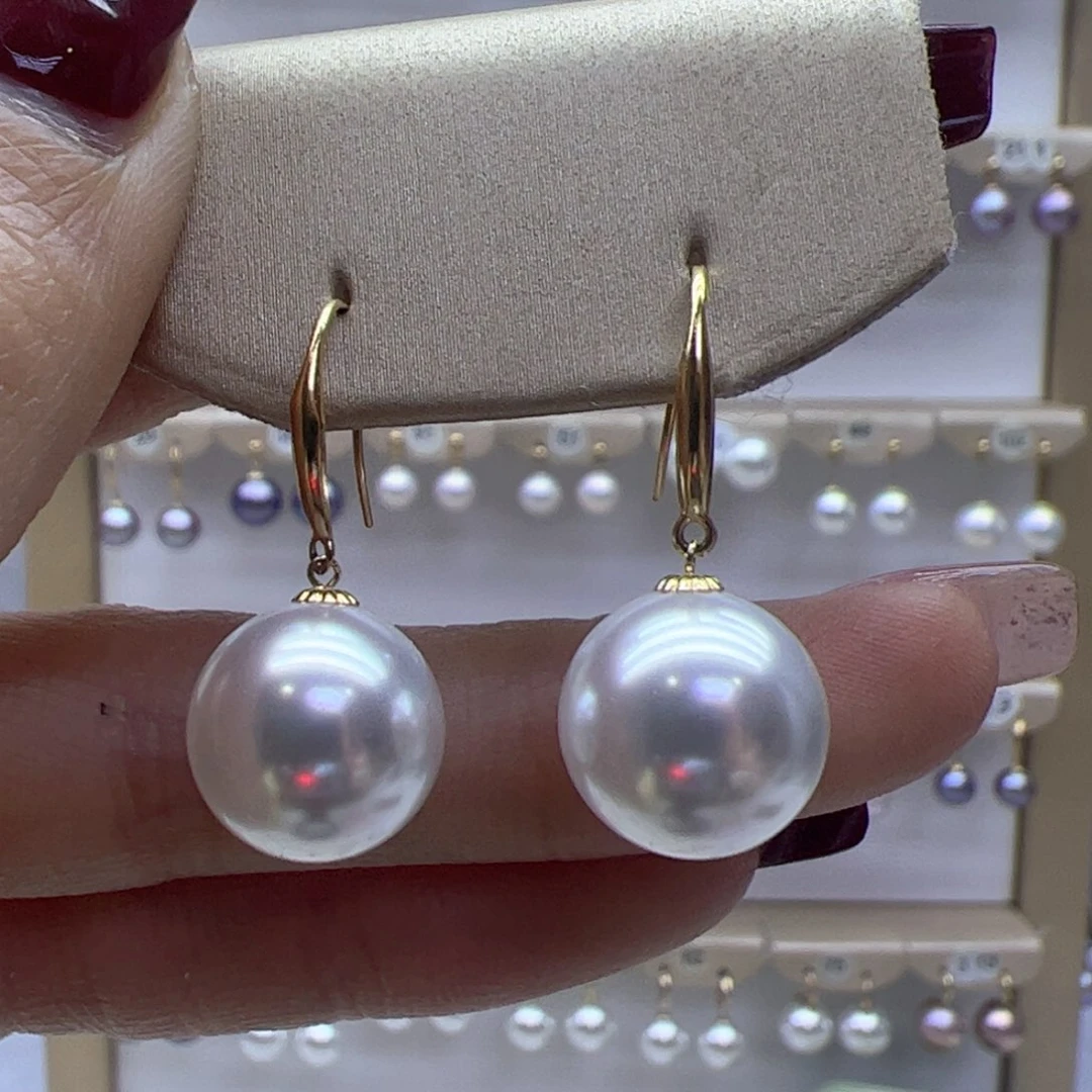 淡水珍珠耳饰18K金镶嵌