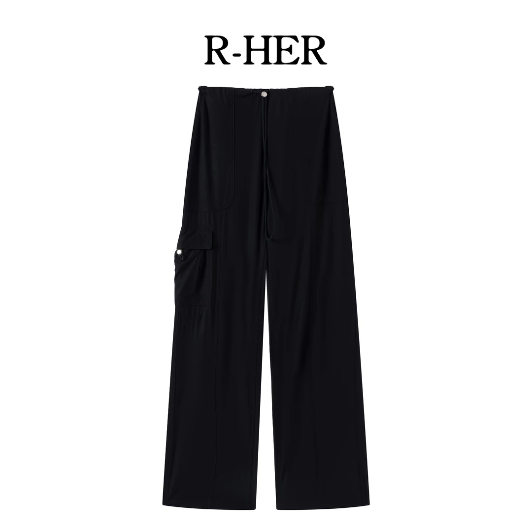 R-HER【机能伞兵】夏季重工纯色机能风伞兵裤洋气时尚休闲工装裤