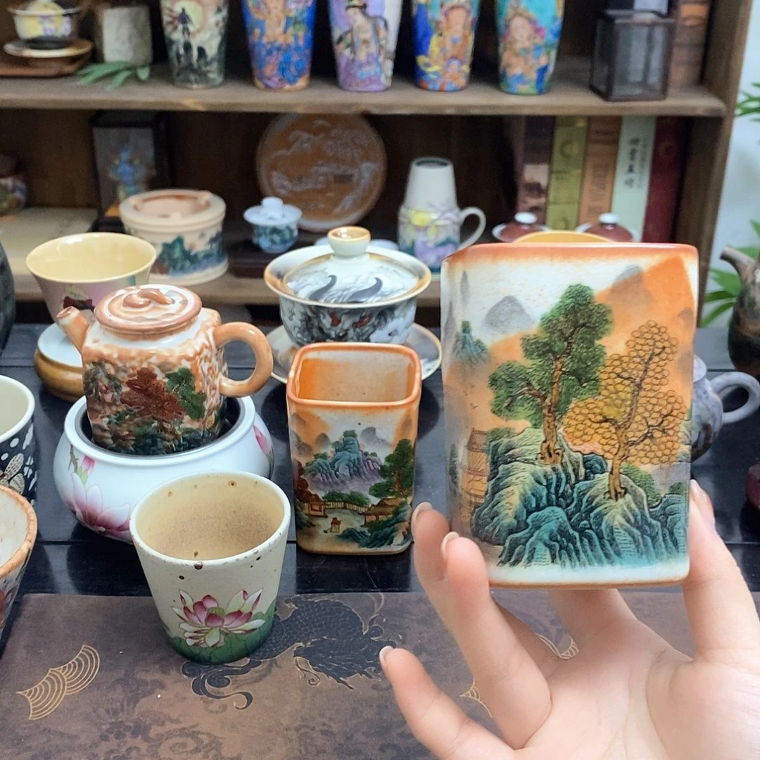 山水杯景德镇手工手绘制作
