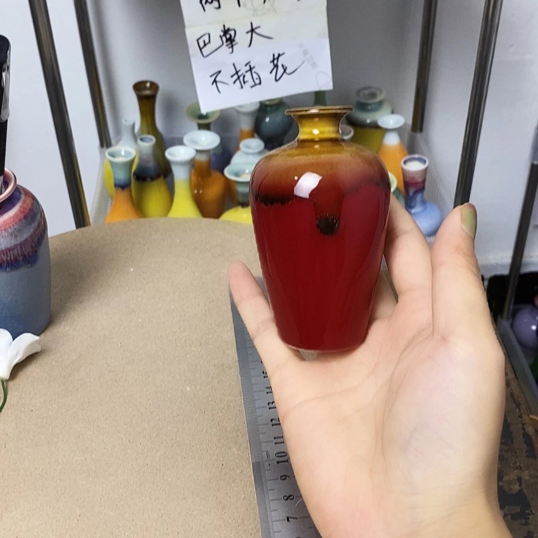 摆件巴掌大不插花景德镇高温陶瓷小花器