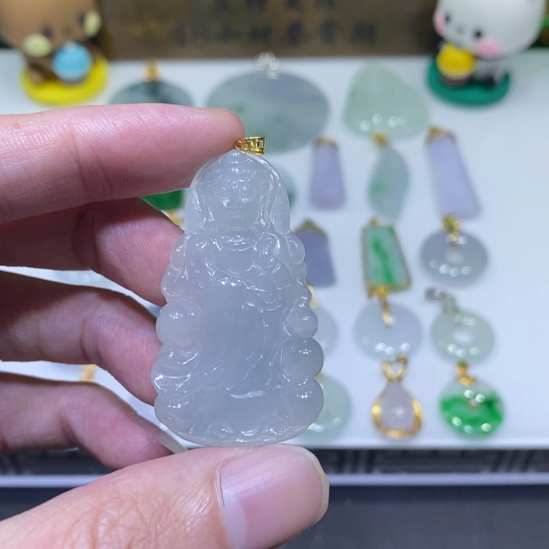 翡翠18K金镶嵌吊坠(不含链)