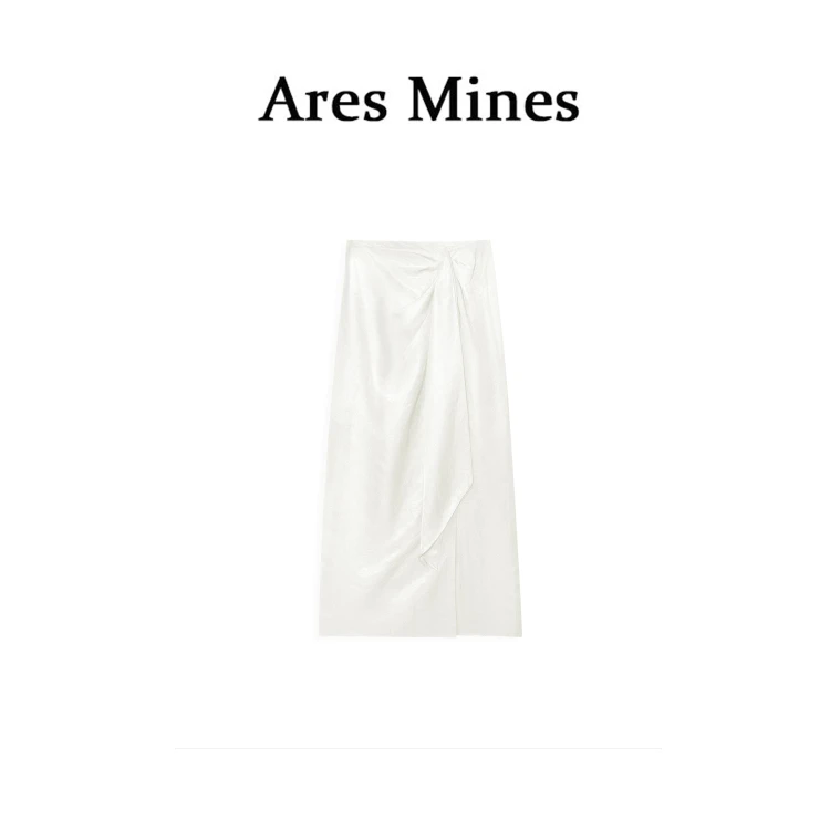 【盛朗熙Ares Mines】仲夏晚风 韩系氛围感捏褶飘带开叉A字半裙