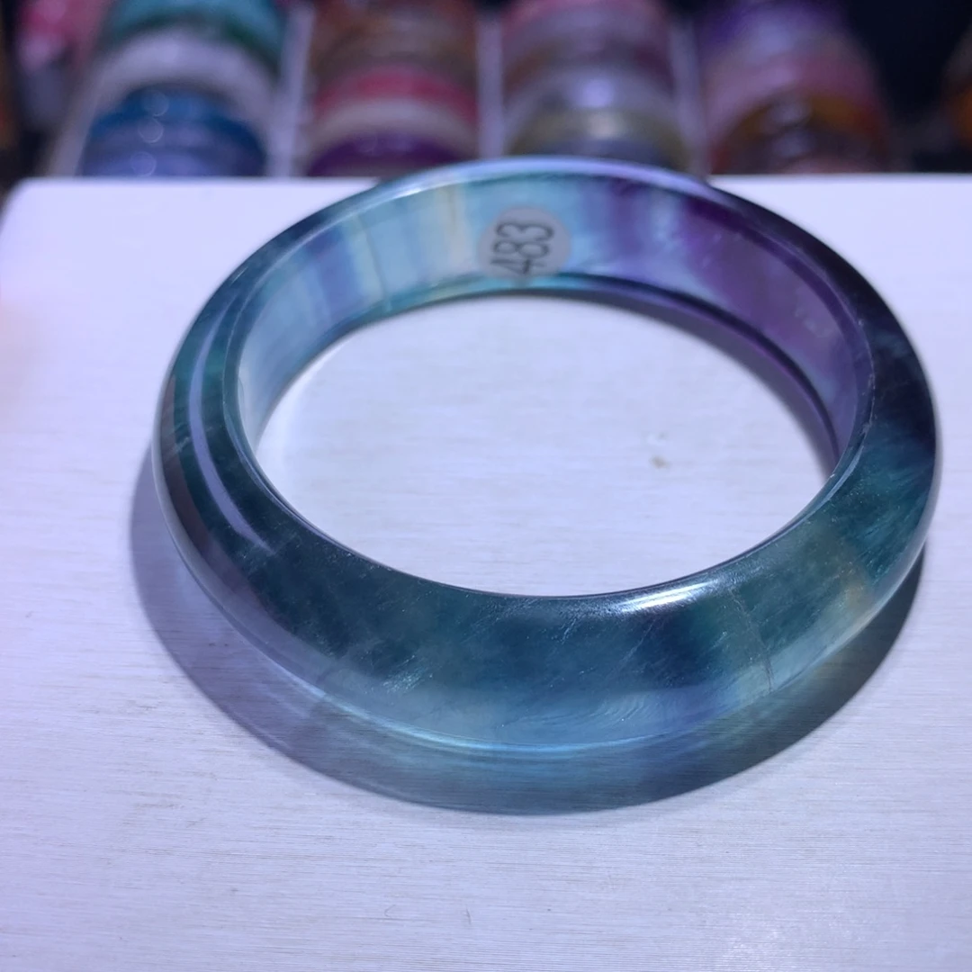 手镯水晶银S925镶嵌萤石54.2圈483