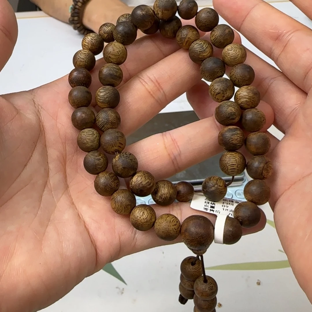 手串沉香白棋圆珠09定制款双圈