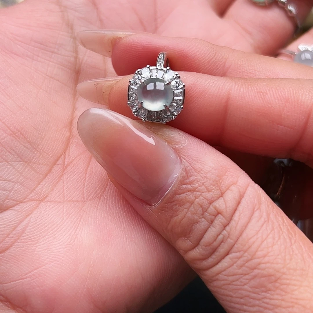 翡翠银S925镶嵌戒指缅甸天然A货翡翠戒指