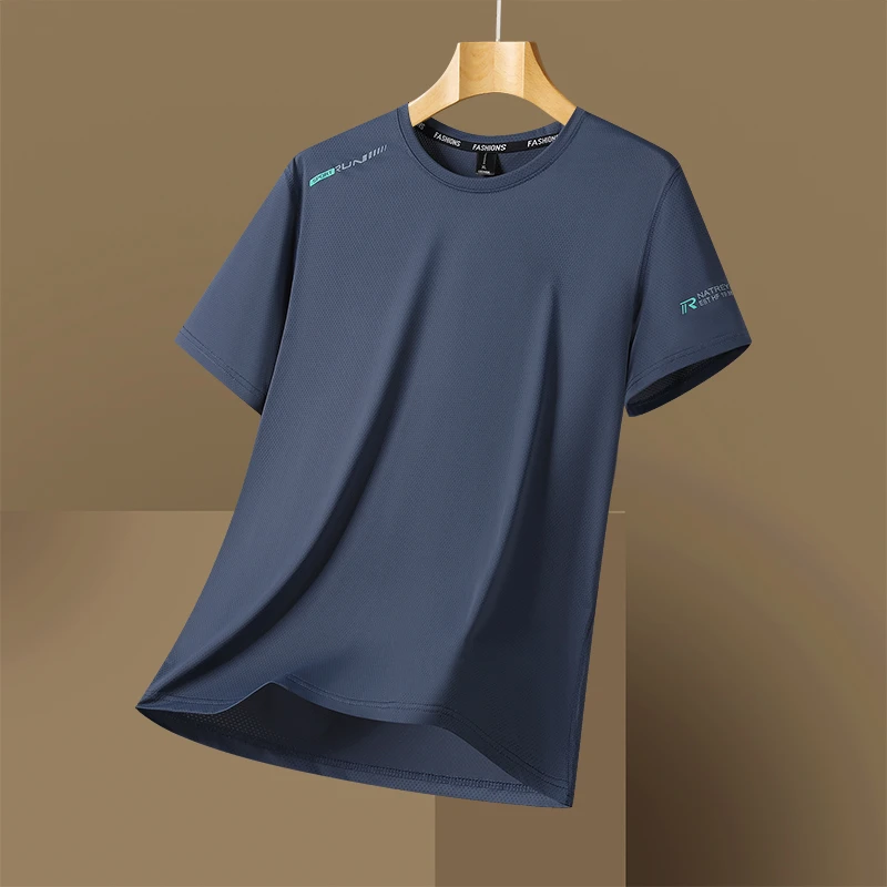 圆领夏季短袖运动T恤大码男士冰感体恤男装宽松休闲薄款透气速干