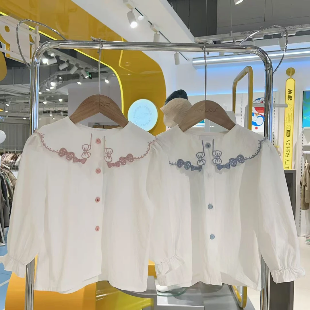 MOMOCO春季欧若风新款女童可爱甜美绣花衬衫77530234007&08