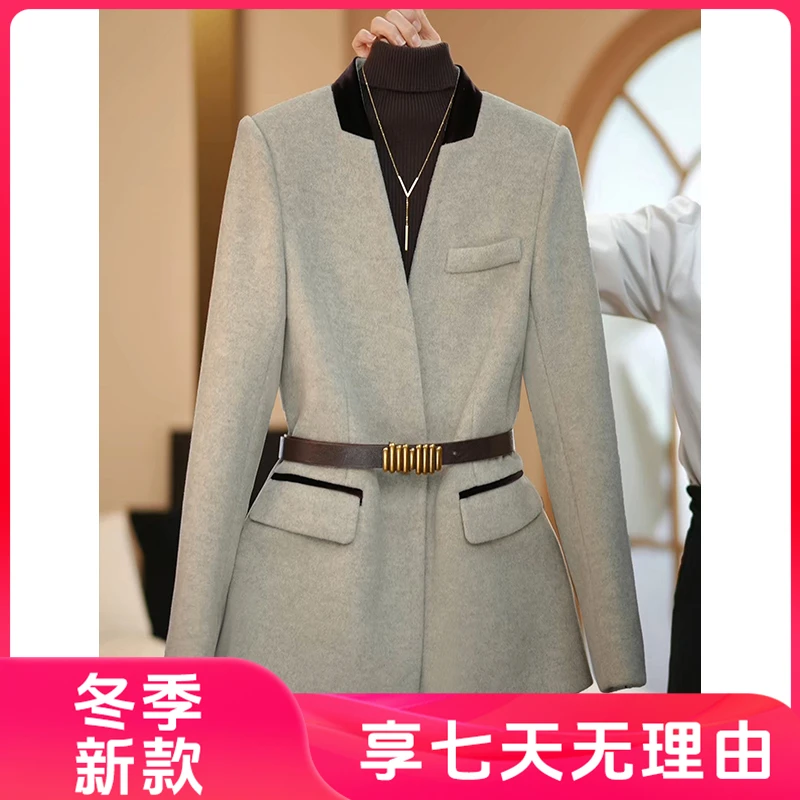 【星晨定制】2024秋冬米杏色新款简约设计师系列修身西装外套