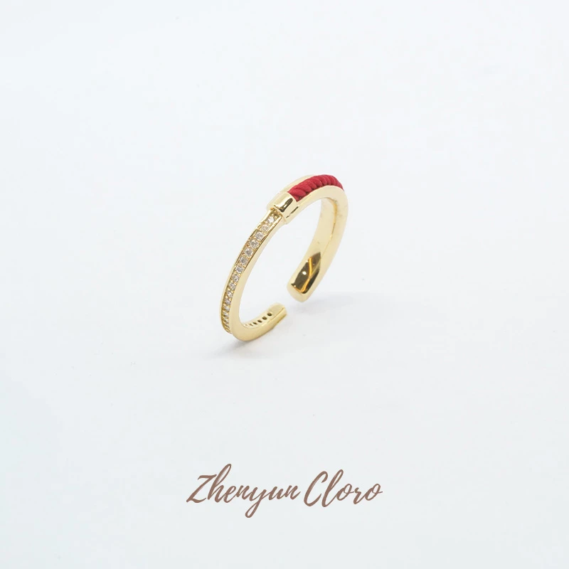 铜合金戒指 百搭红绳拼钻戒指 AD45033
