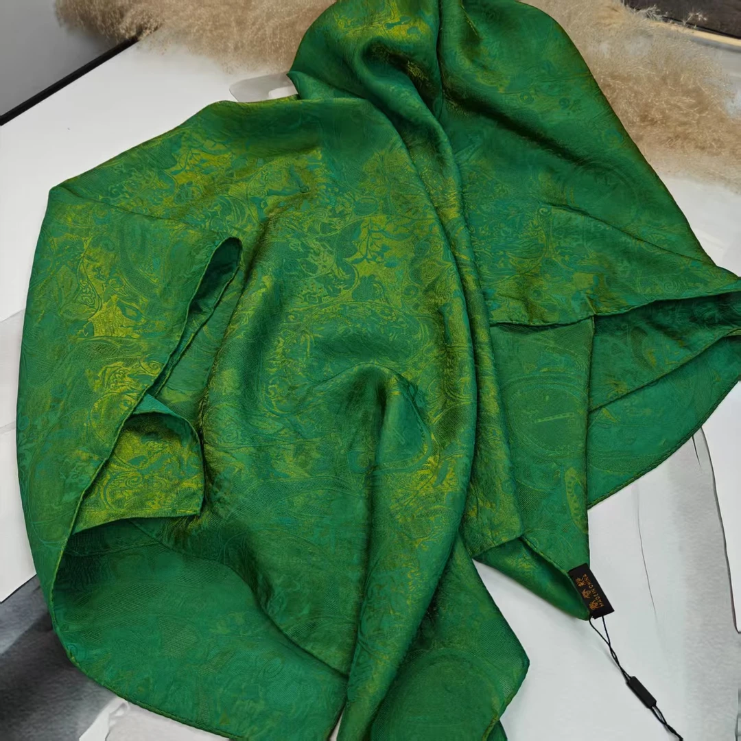 高货【知绿】140*140重锻软[软烟罗]云高货重磅国风高端丝巾-E2