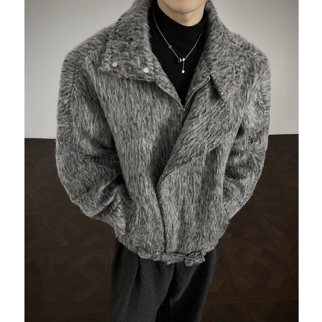 韩系时尚高街绒感保暖棉服外套男士2025秋冬新款轻奢高级感棉衣男