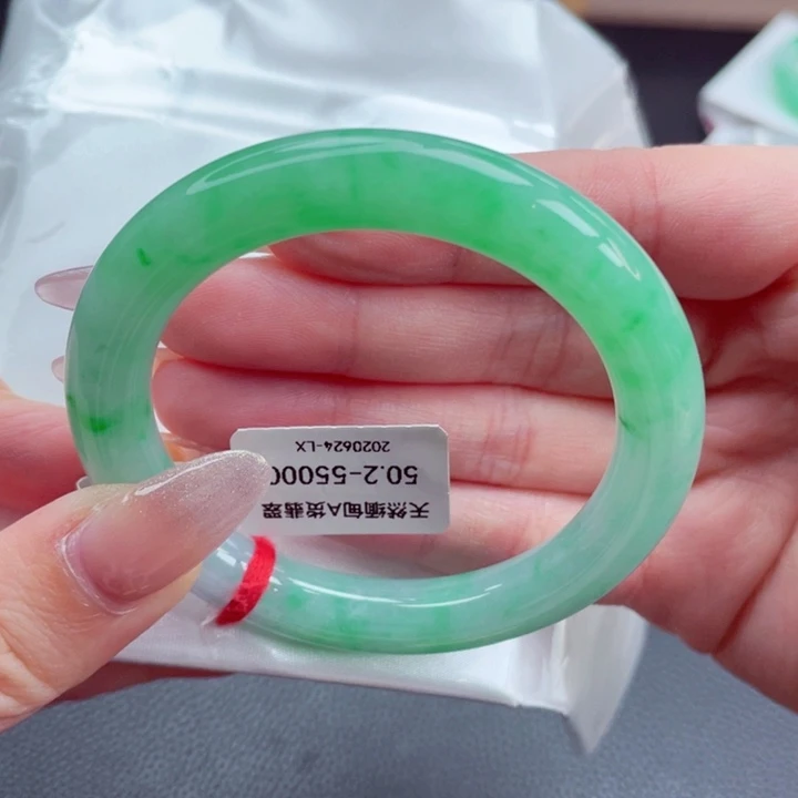 翡翠手镯未镶嵌50.2阳绿美人镯 色感鲜艳浓郁 44号