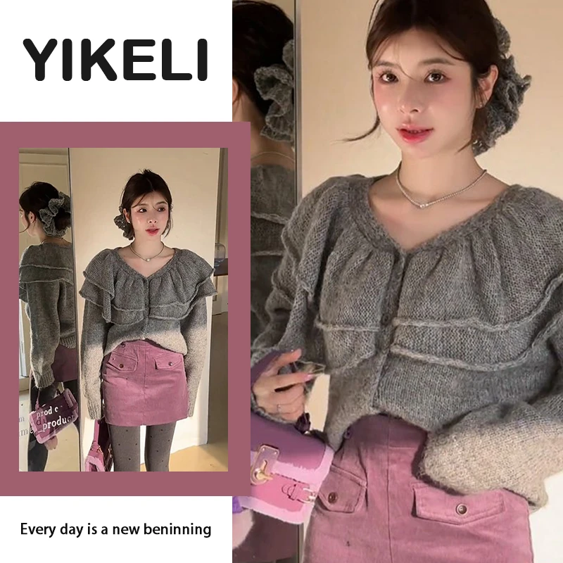 冬季一整套女装2025新款灰色高级感针织毛衣高腰显瘦半身裙两件套