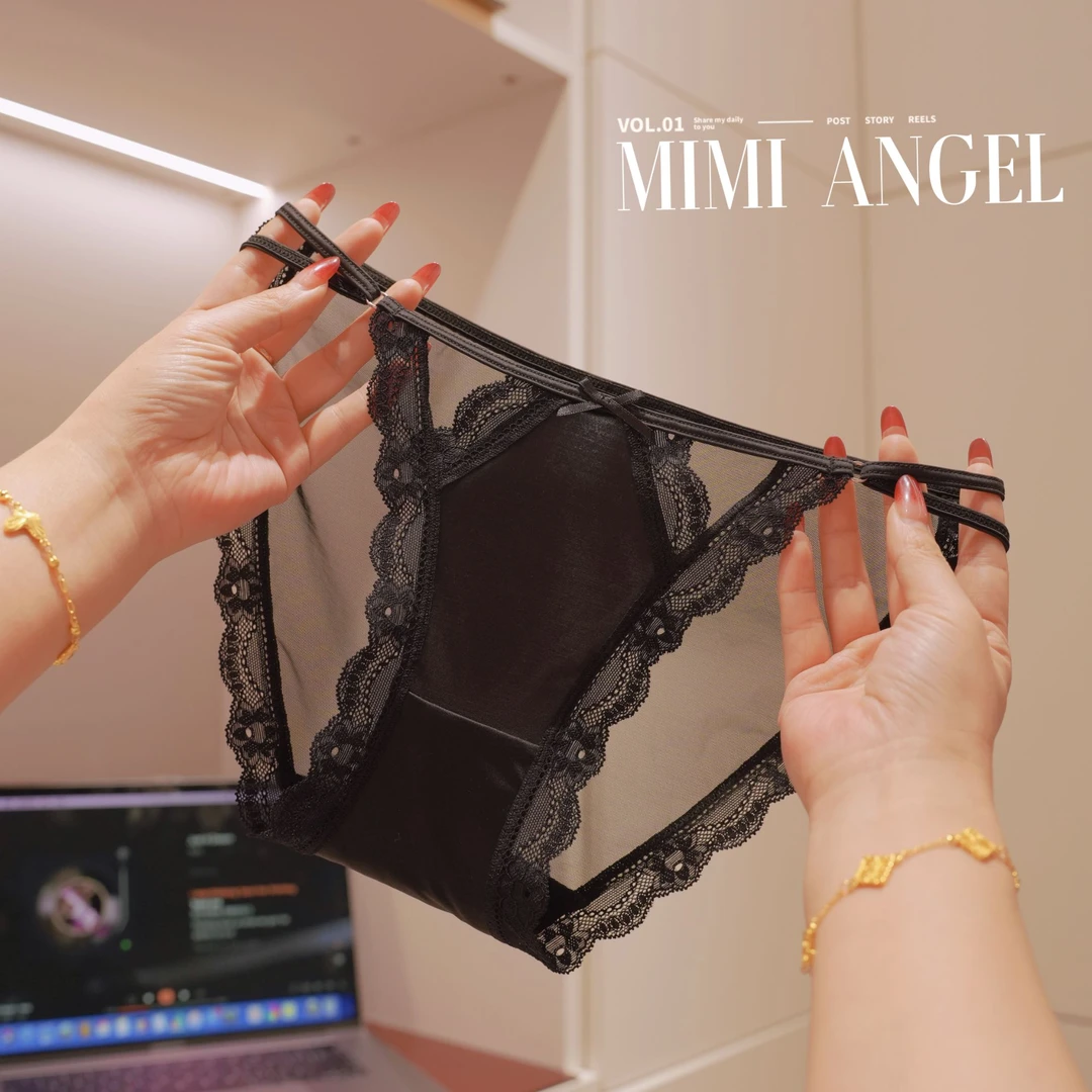 Mimi Angel冬季时尚性感细带少女蕾丝内裤高开叉无痕女三角裤舒适