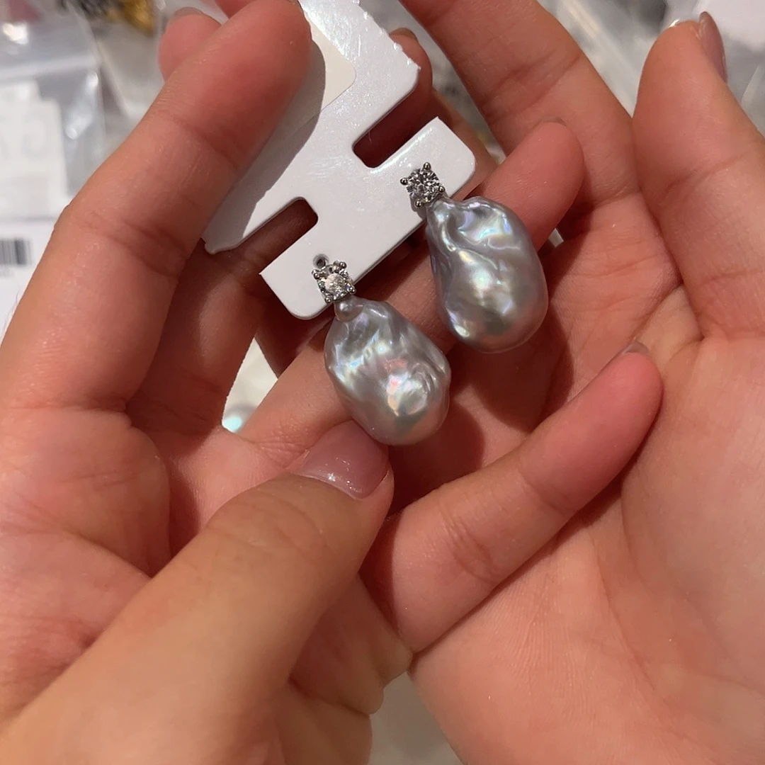 合金淡水珍珠耳饰