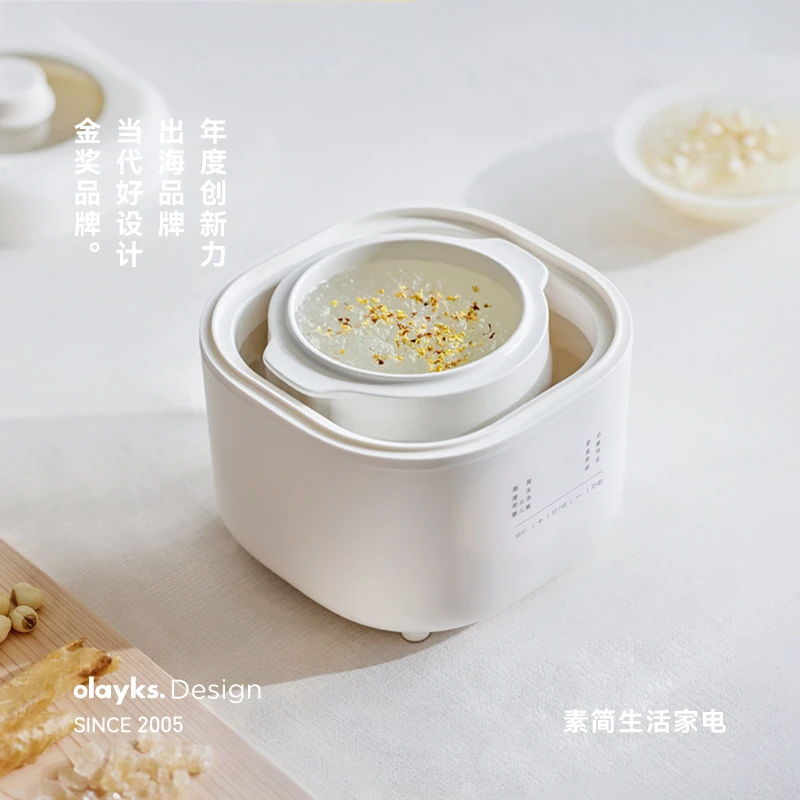 olayks立时电炖盅神器家用陶瓷中式宝宝辅食隔水煲汤锅小型煮粥锅
