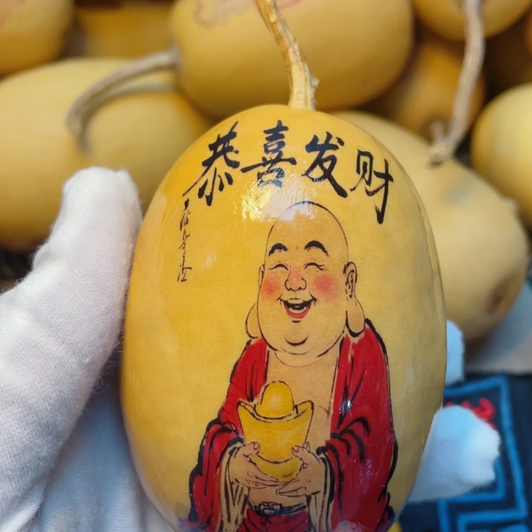 竹实心竹手把件葫芦彩绘0035