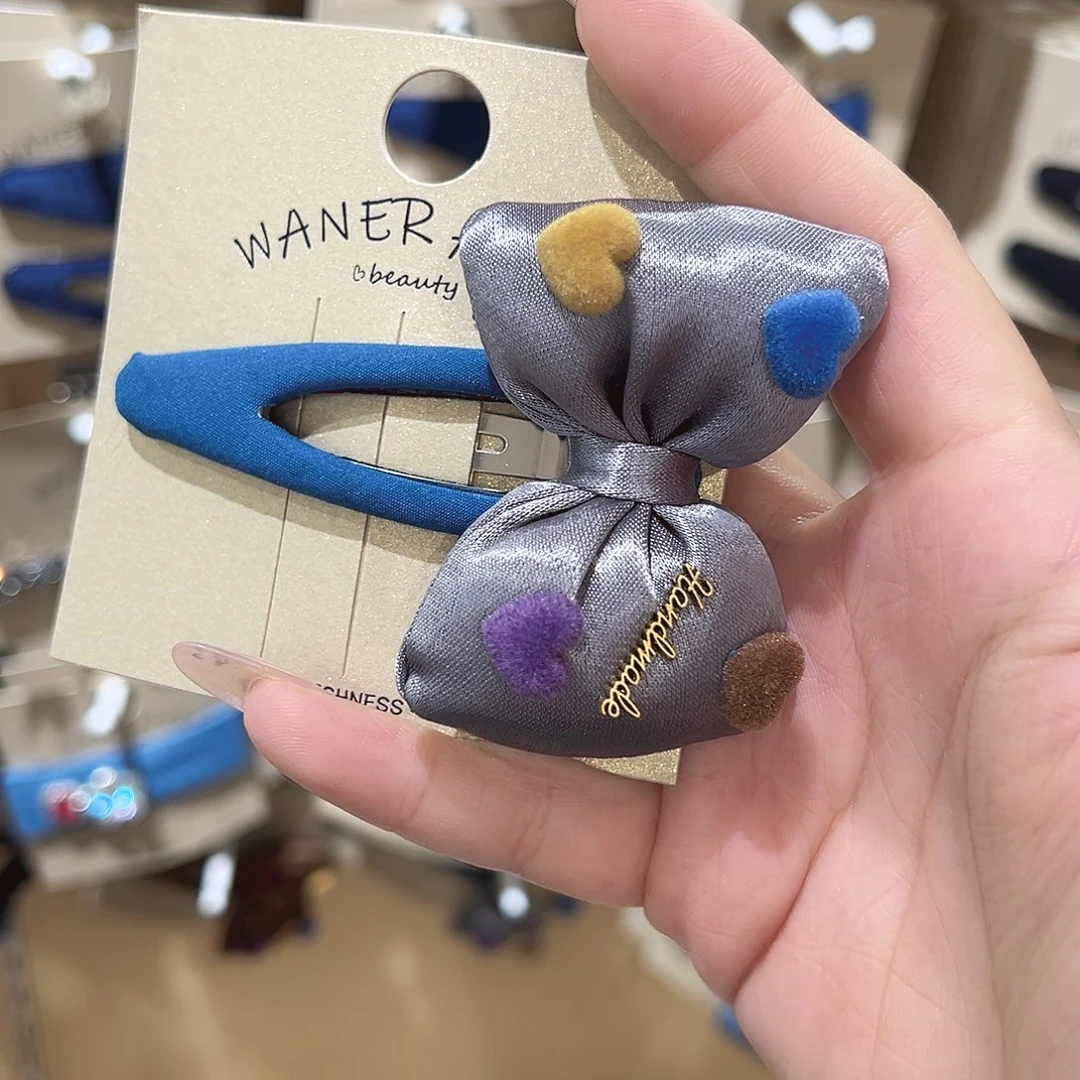 非金属仿珍珠灰色蝴蝶结掰掰夹