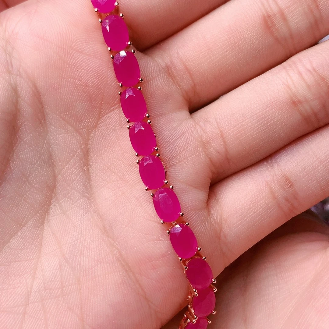 红宝石手链银S925镶嵌