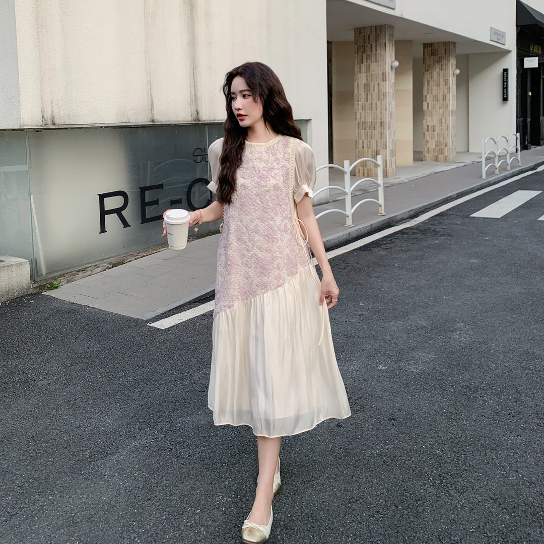 法式温柔风提花连衣裙女夏季2025新款高级感超好看独特漂亮初恋裙