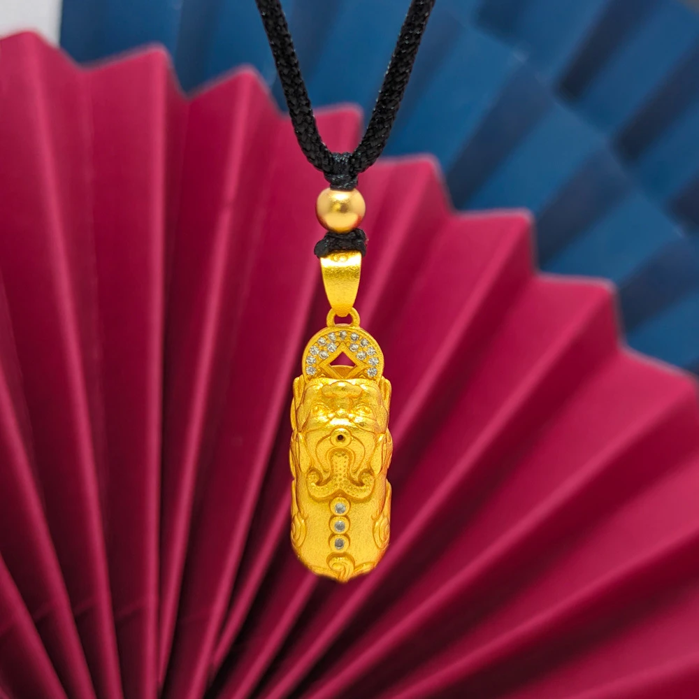 镀K金★ 【韦雪同款】古法金镶钻实心国风招财貔貅吊坠项链