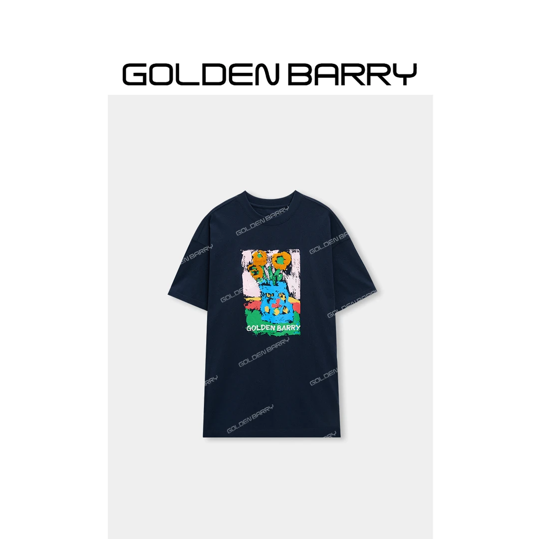 GOLDENBARRY|201020“一举夺魁”瓶中的向日葵休闲T恤