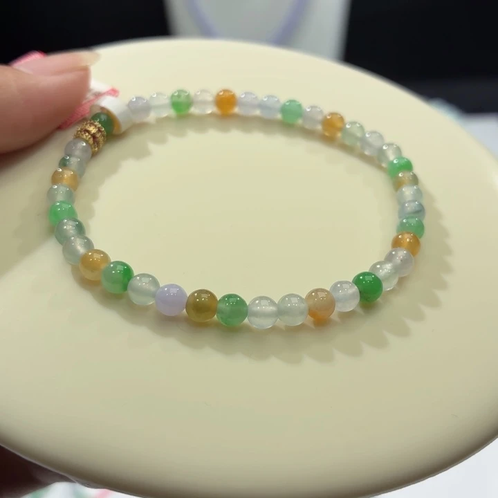 手链翡翠未镶嵌冰胶多彩卡4.4